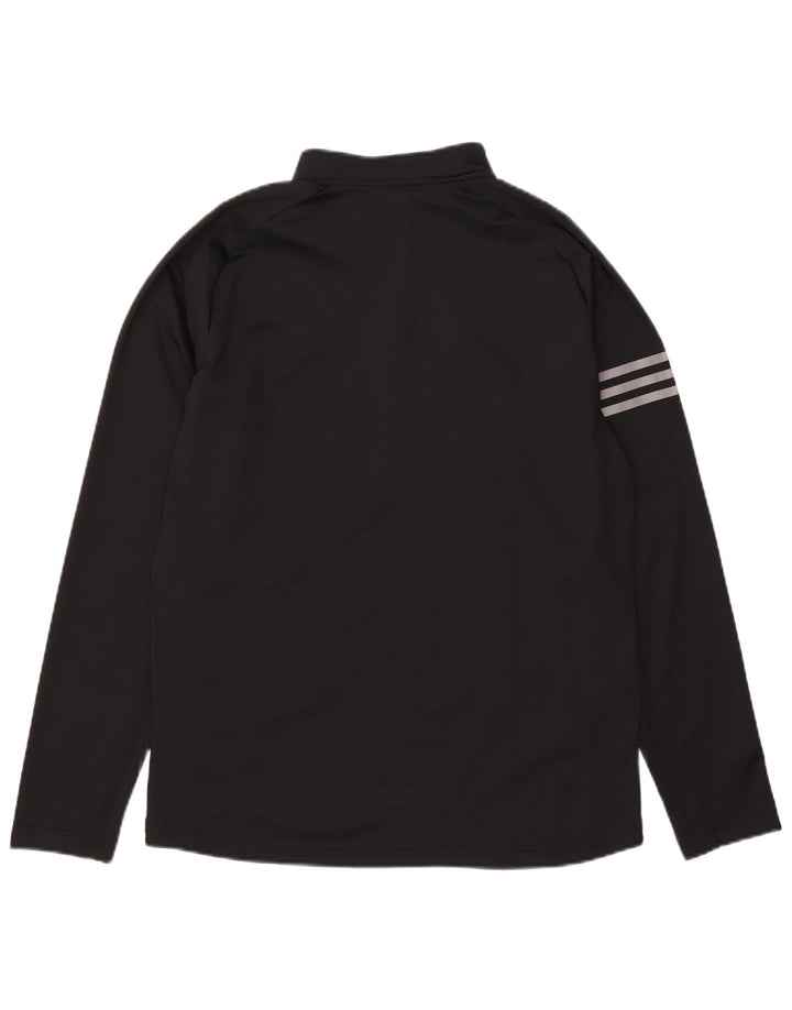 Adidas Mens Zip Neck Pullover Treino Top Médio Preto Colorblock