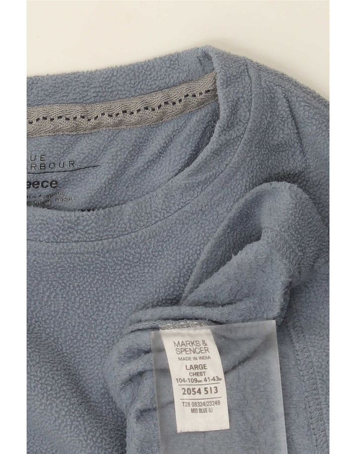 Top de lã masculino Marks & Spencer manga comprida grande poliéster azul