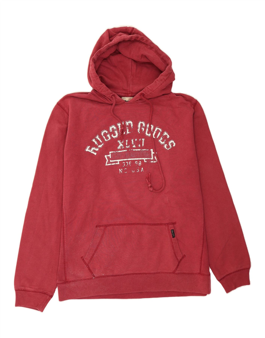 WRANGLER Mens Graphic Hoodie Jumper XL Burgundy Cotton Vintage Wrangler and Second-Hand Wrangler from Messina Hembry 