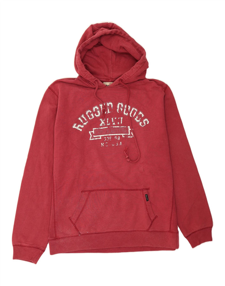 WRANGLER Mens Graphic Hoodie Jumper XL Burgundy Cotton Vintage Wrangler and Second-Hand Wrangler from Messina Hembry 