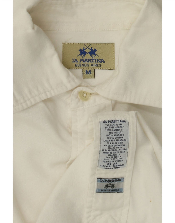 Camisa masculina LA MARTINA Buenos Aires gráfica média algodão branco