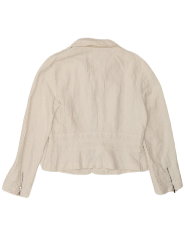 Jaqueta blazer feminina Penny Black com zíper completo Reino Unido 12 médio branco