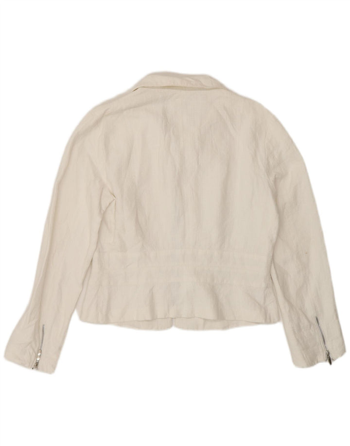 Jaqueta blazer feminina Penny Black com zíper completo Reino Unido 12 médio branco
