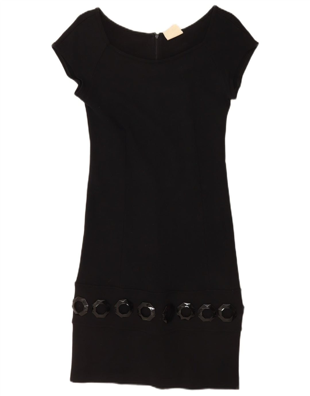 Vestido bainha feminino vintage Reino Unido 8 pequeno viscose preta