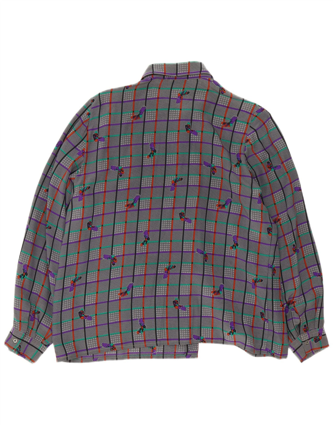 Blusa feminina vintage UK 18 XL cinza xadrez