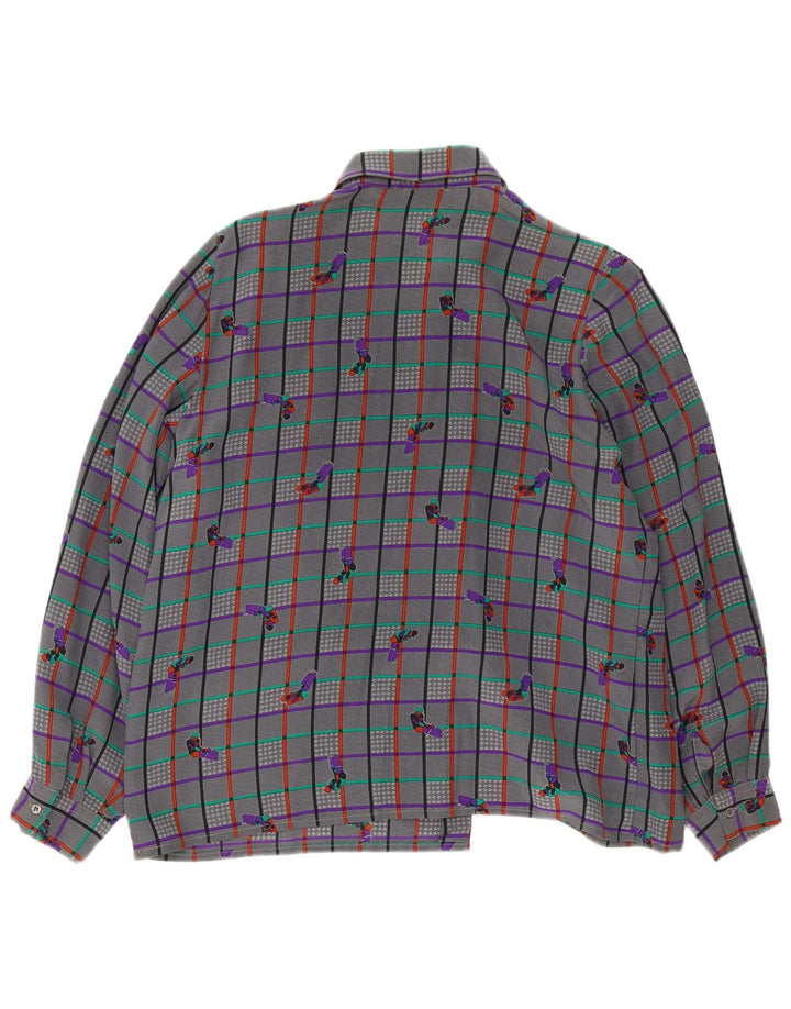 Blusa feminina vintage UK 18 XL cinza xadrez