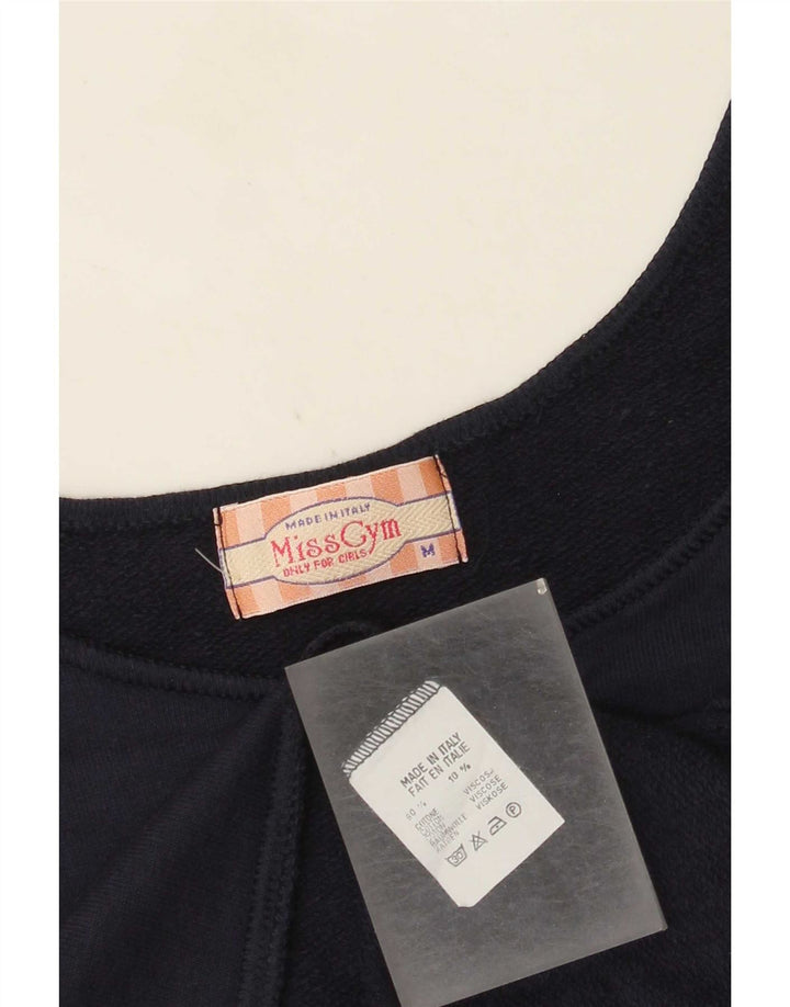 Top colete feminino vintage UK 14 algodão azul marinho médio