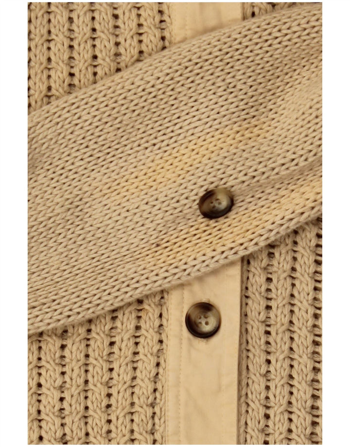 Suéter cardigã feminino Massimo Dutti Reino Unido 12 algodão bege médio