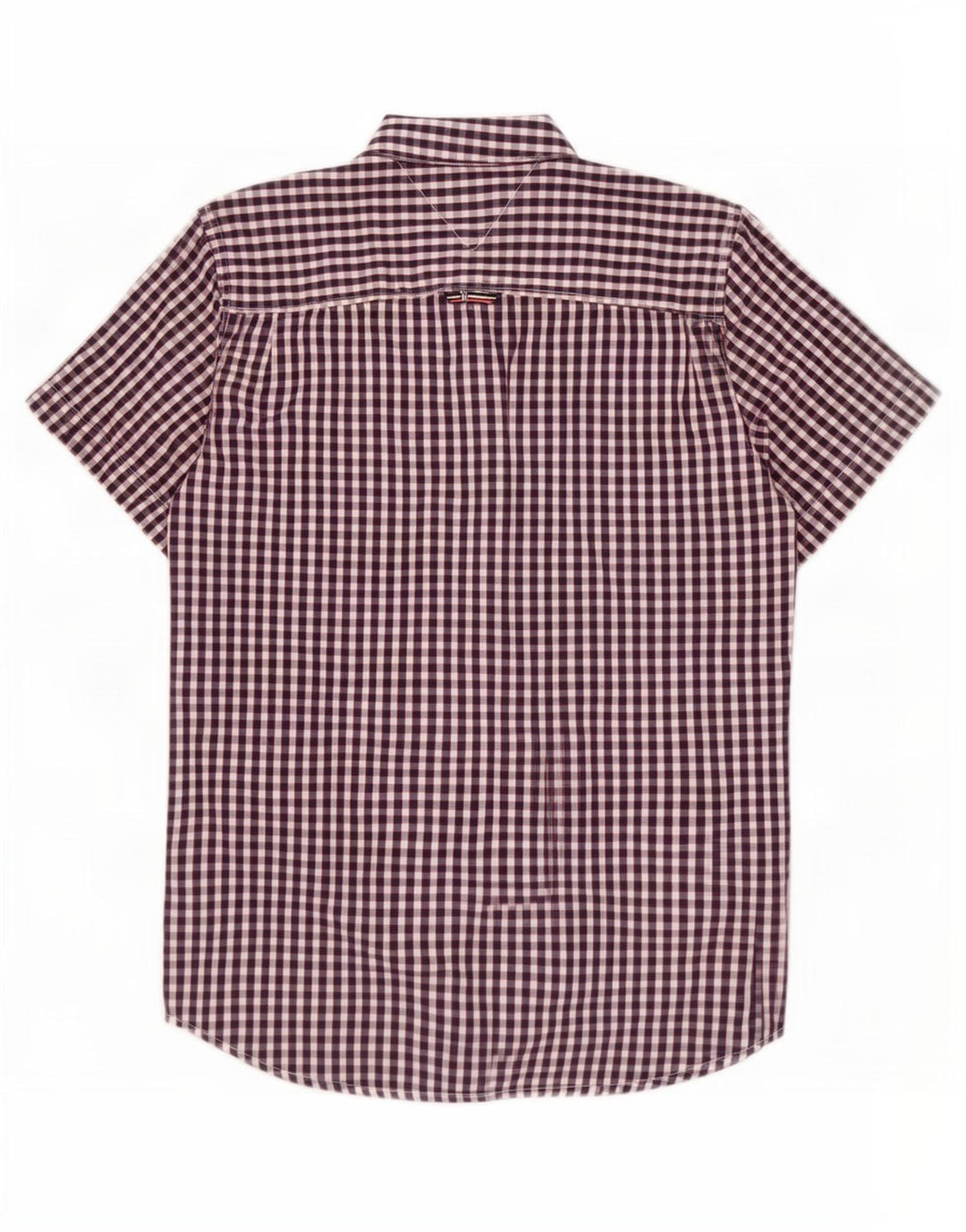 Camisa masculina de manga curta Tommy Hilfiger, algodão guingão azul marinho médio