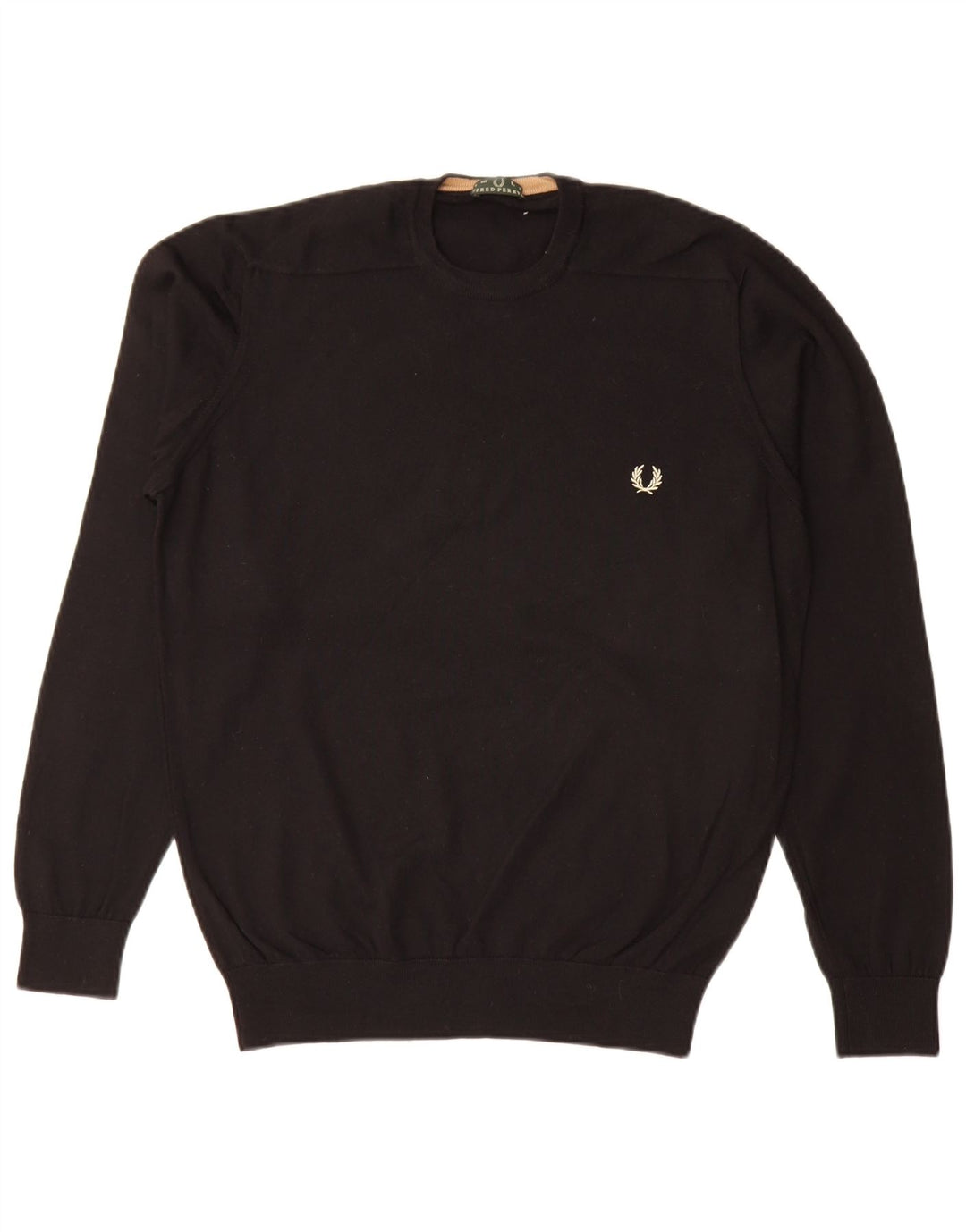 Suéter masculino Fred Perry com gola redonda, grande lã preta