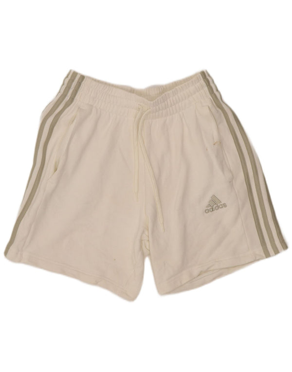 Shorts esportivos femininos Adidas UK 8 pequeno algodão branco