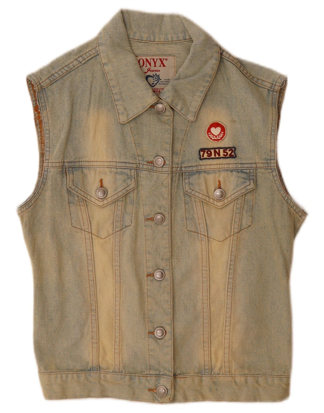 Onyx Womens Denim Gilet UK 10 Pequeno Algodão Azul