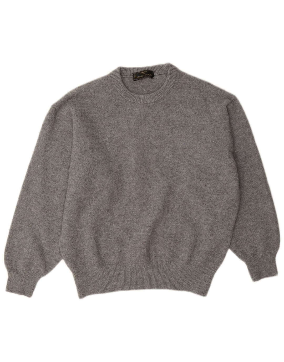 Suéter masculino Marks & Spencer com gola redonda e lã cinza médio