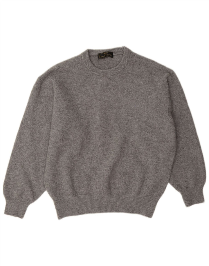Suéter masculino Marks & Spencer com gola redonda e lã cinza médio