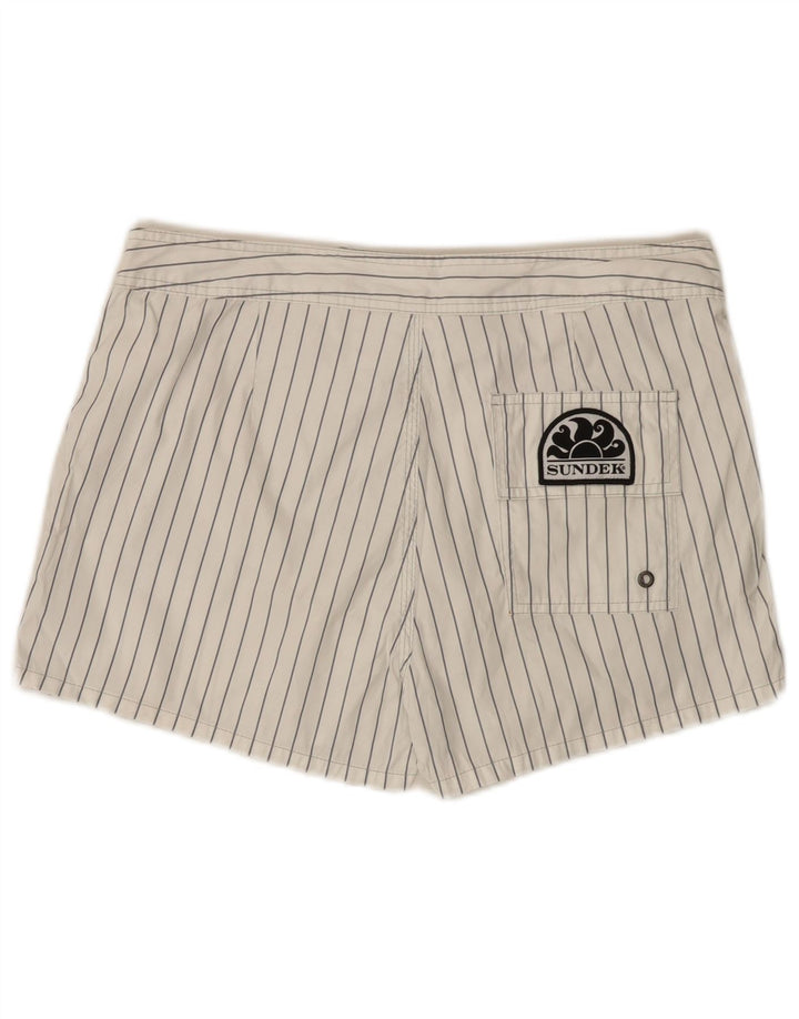 Shorts de natação masculino Sundek poliéster listrado branco médio