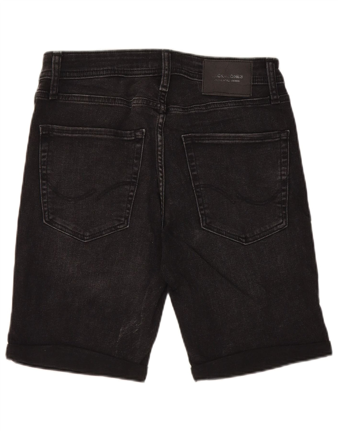 Shorts jeans masculino JACK & JONES regular desgastado W30 algodão preto médio