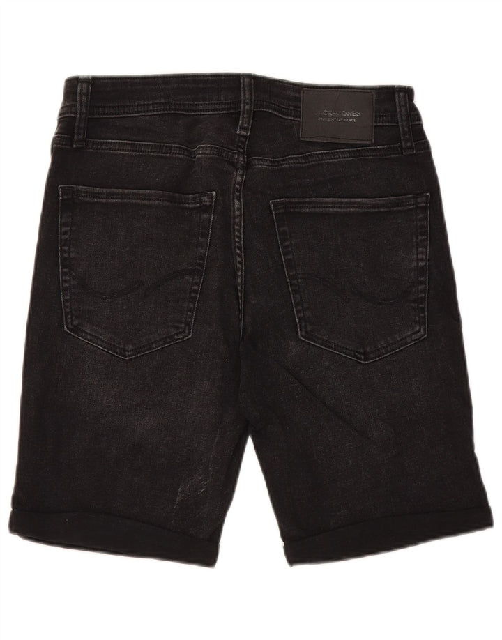 Shorts jeans masculino JACK & JONES regular desgastado W30 algodão preto médio
