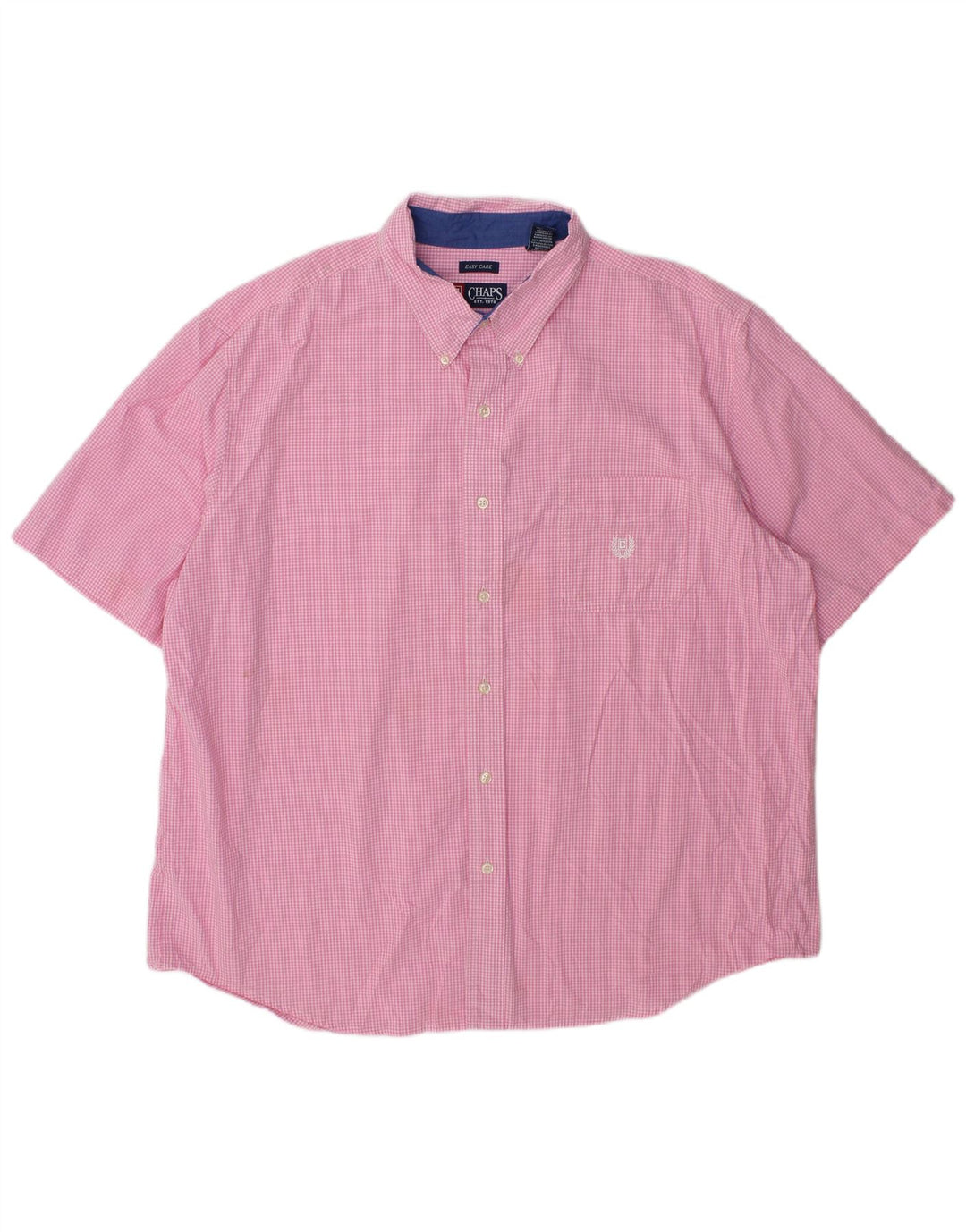 Camisa masculina de manga curta Chaps 2XL algodão guingão rosa