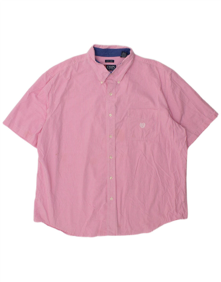 Camisa masculina de manga curta Chaps 2XL algodão guingão rosa
