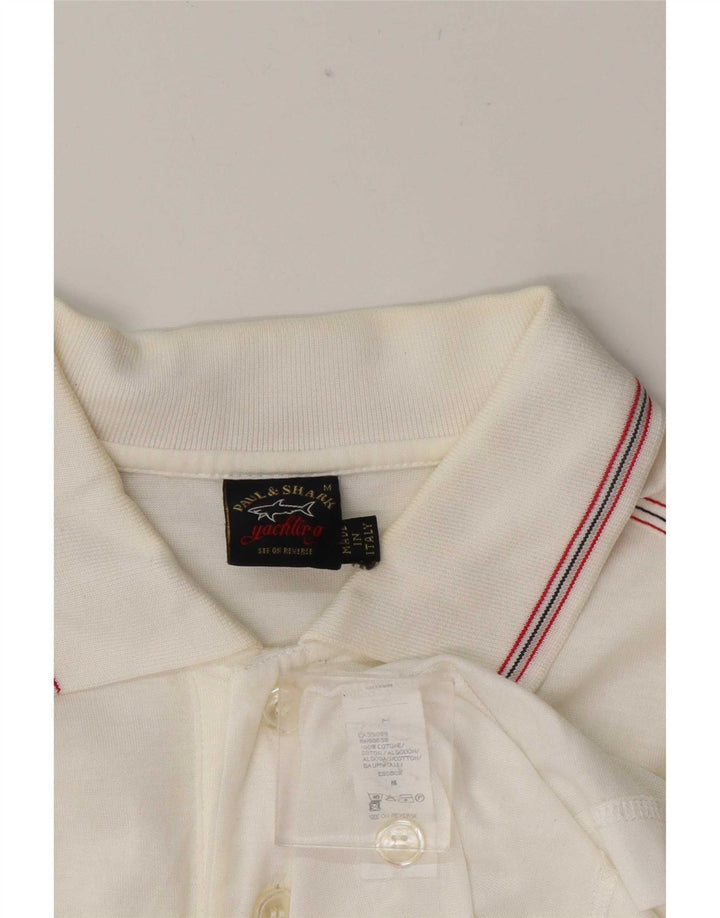 Camisa polo masculina Paul & Shark de algodão branco médio