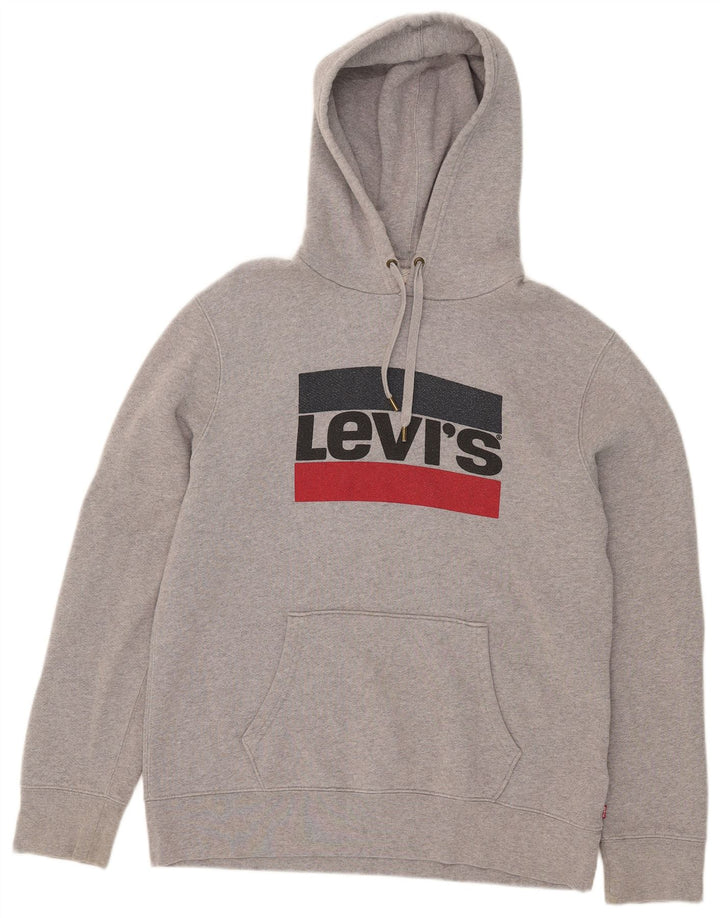 Suéter com capuz gráfico masculino Levi's grande algodão cinza