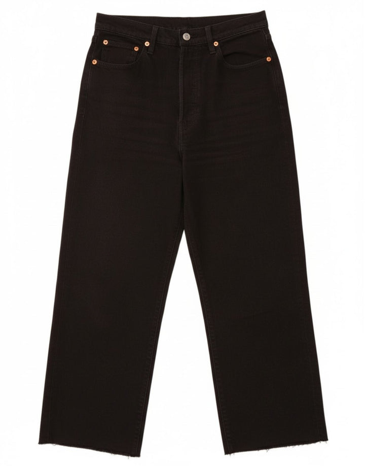 Jeans femininos Levi's Ribcage recortados W28 L24 preto