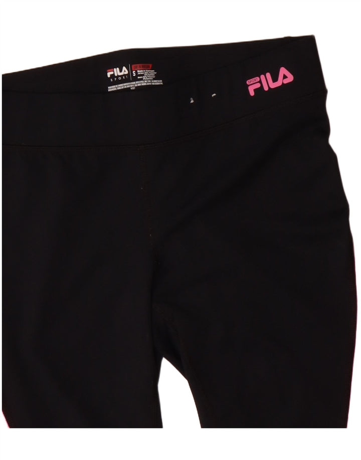 Shorts esportivos femininos FILA UK 10 pequeno poliéster colorblock preto