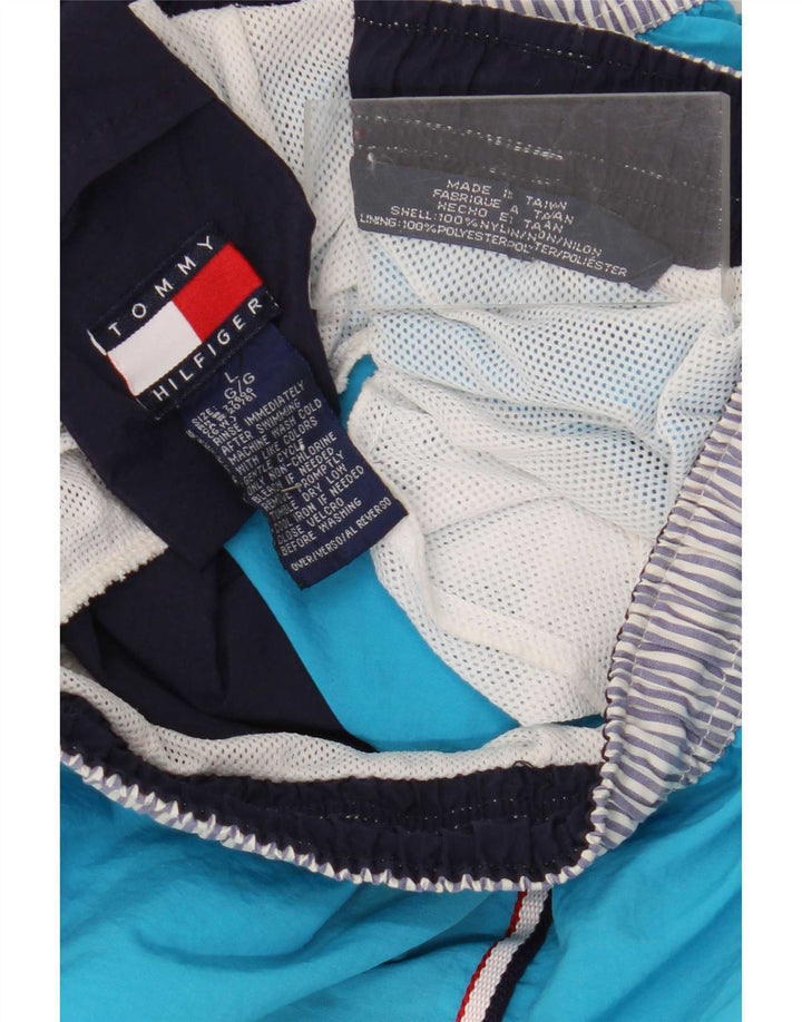 Shorts de natação masculino Tommy Hilfiger regular grande azul colorblock nylon
