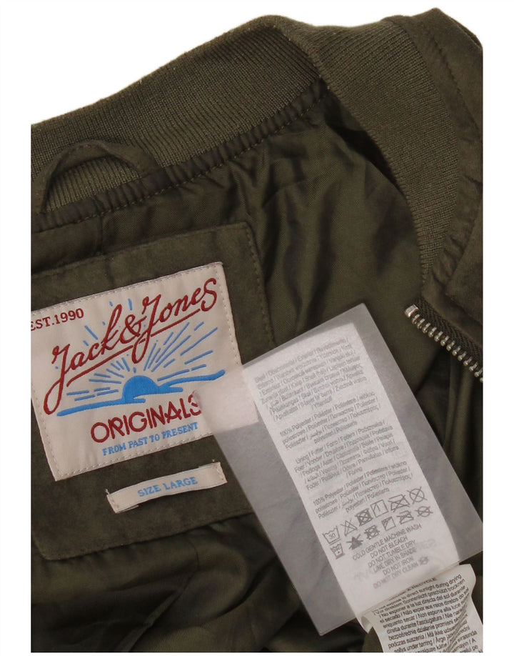 Jaqueta bomber masculina Jack & Jones Reino Unido 40 grande poliéster cáqui