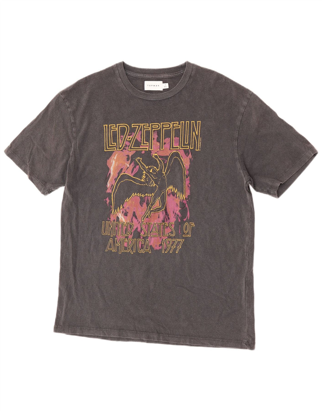 Camiseta gráfica masculina Topman Top pequeno algodão cinza