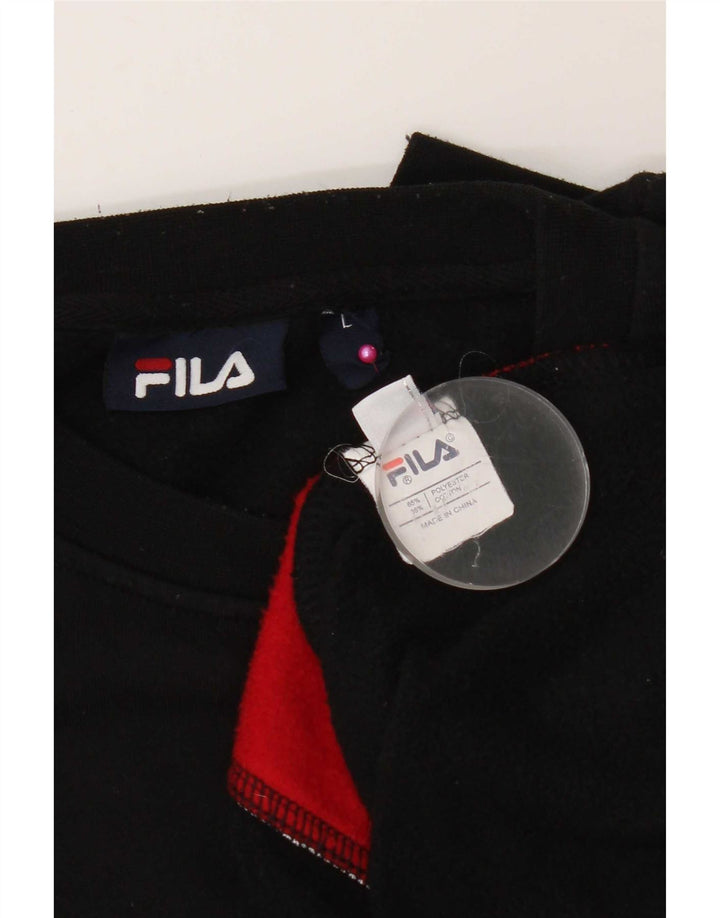 Fila moletom gráfico masculino jumper grande preto colorblock poliéster
