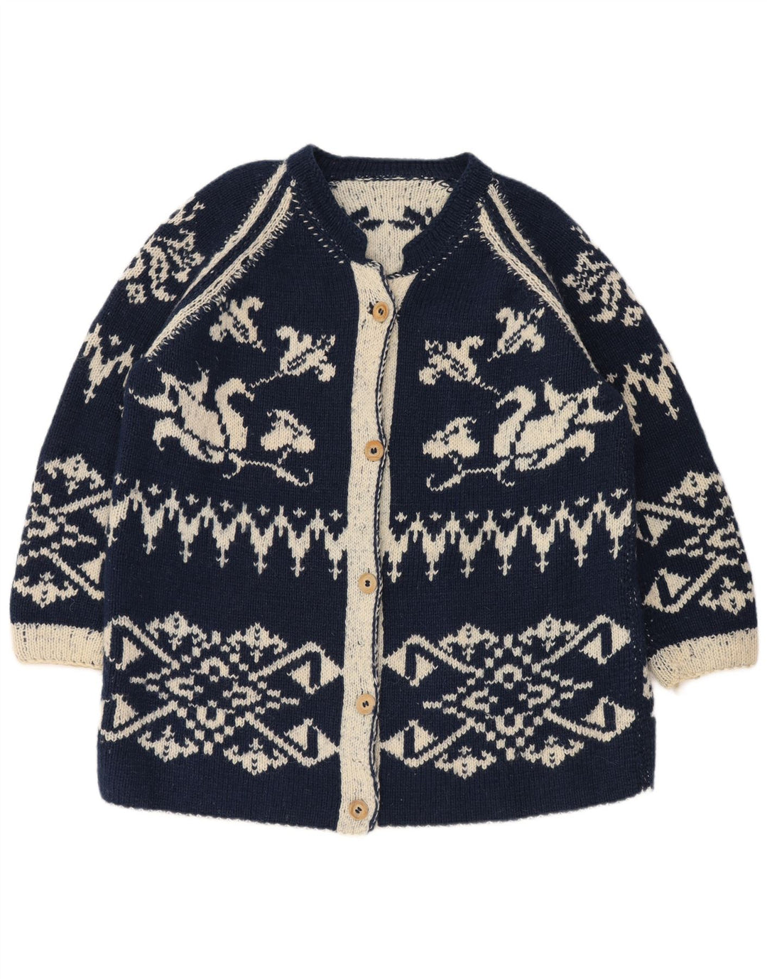 Suéter cardigã feminino vintage oversized longline UK 18 XL azul marinho