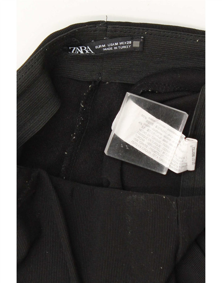 Zara Womens Flare Leggings UK 14 Médio Preto Poliéster