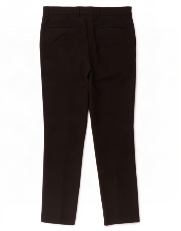 Calça masculina de terno reto Marks & Spencer W32 L31 poliéster preto