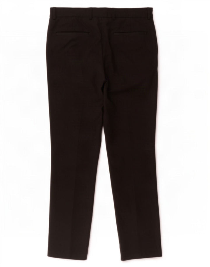 Calça masculina de terno reto Marks & Spencer W32 L31 poliéster preto