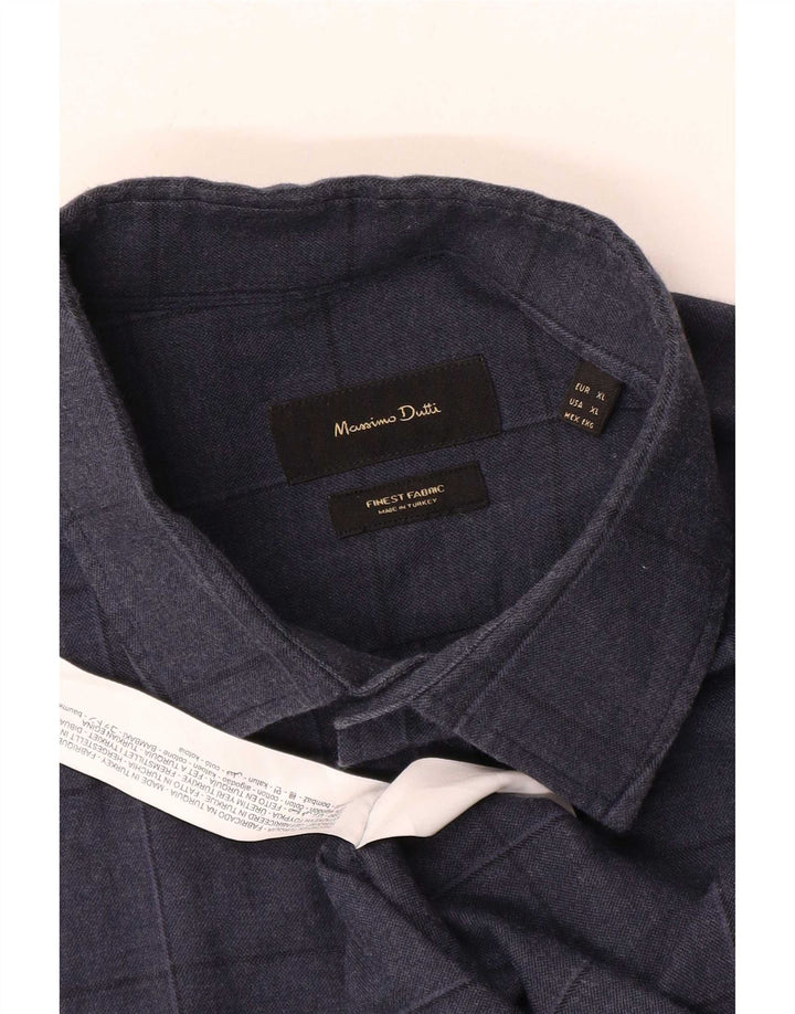 Camisa masculina Massimo Dutti XL azul marinho xadrez algodão