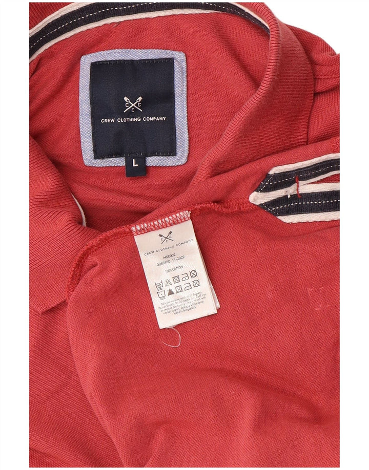 Camisa polo masculina Crew Clothing grande algodão vermelho