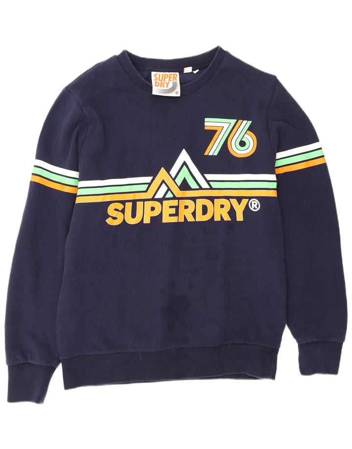 Superdry moletom gráfico masculino jumper XL azul marinho algodão