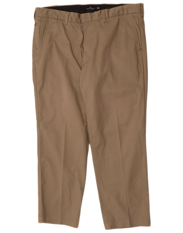 Calça chino reta masculina Marks & Spencer Blue Harbor W40 L29 cáqui