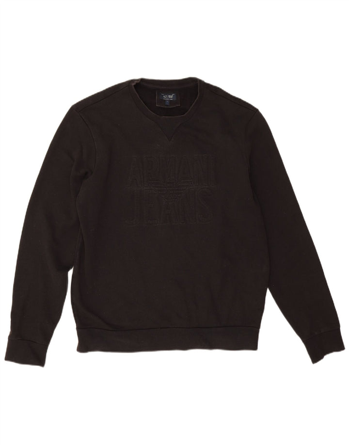 Suéter gráfico masculino Armani grande algodão preto