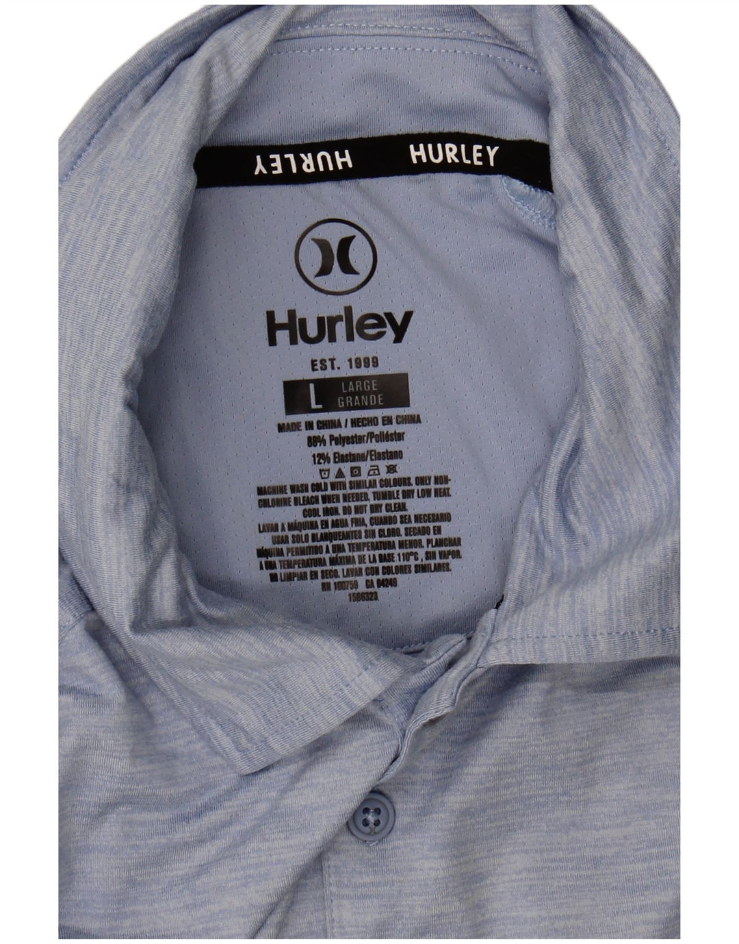 Camisa polo masculina HURLEY grande poliéster azul