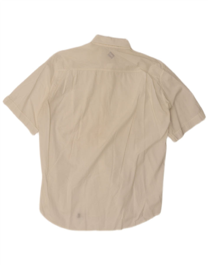 Camisa masculina de manga curta Ungaro tamanho 40 15 3/4 médio branco