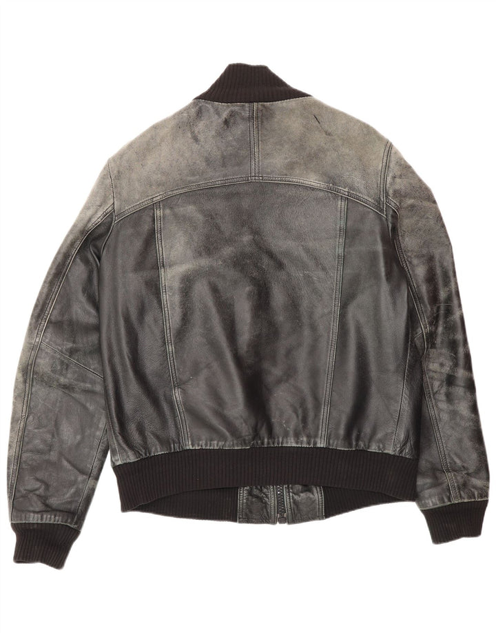 Jaqueta de couro masculina vintage UK 38 couro preto médio