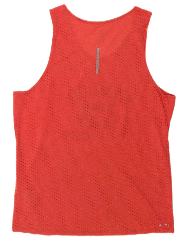 Nike Womens Dri Fit Graphic Vest Top UK 14 Médio Vermelho Poliéster Esportes