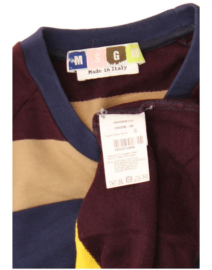 MSGM moletom masculino jumper pequeno algodão listrado multicolorido