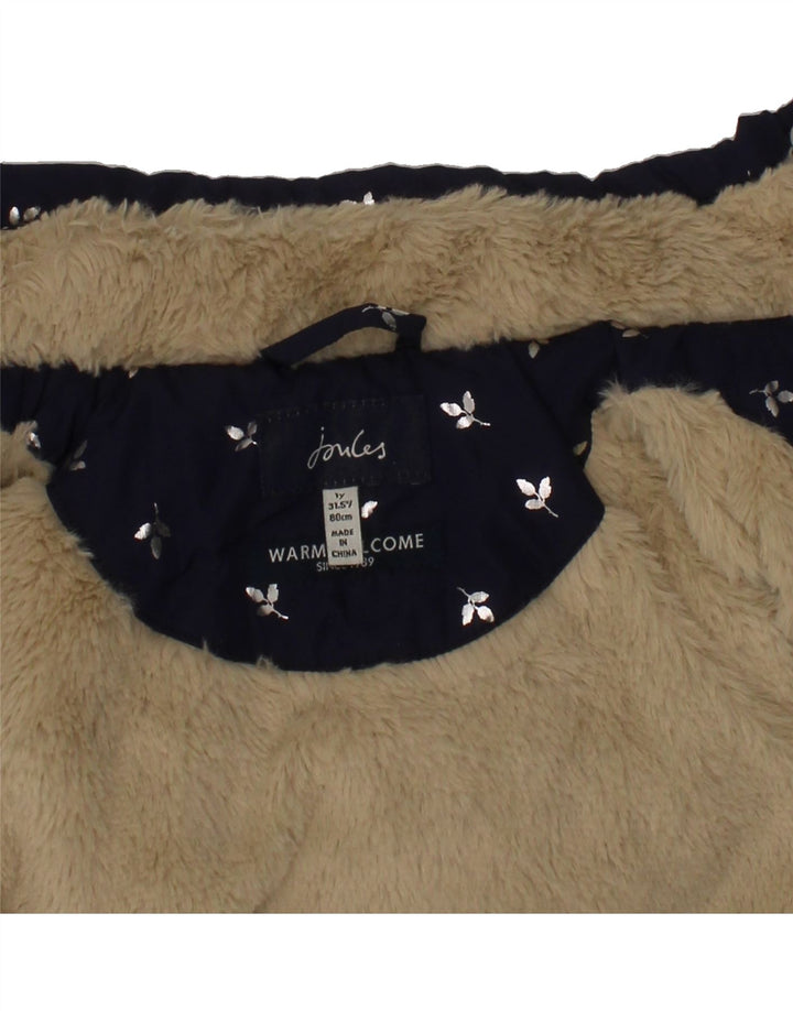 JOULES Baby Girls Padded Padded Jacket 18-24 Months Navy Blue Floral Vintage Joules and Second-Hand Joules from Messina Hembry 