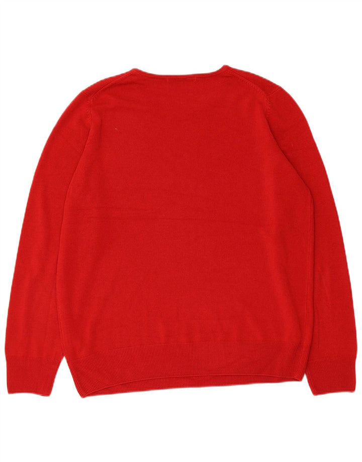 Suéter feminino Marks & Spencer com gola redonda Reino Unido 14 acrílico vermelho médio