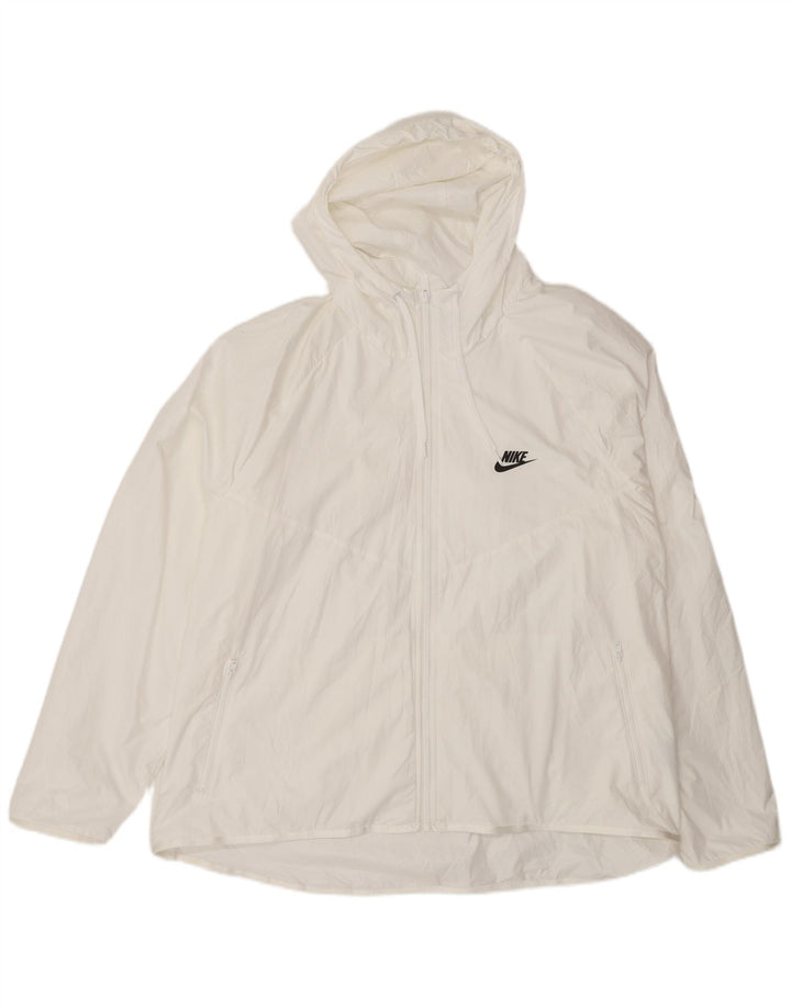 Jaqueta de chuva masculina Nike com capuz UK 44 2XL poliéster branco