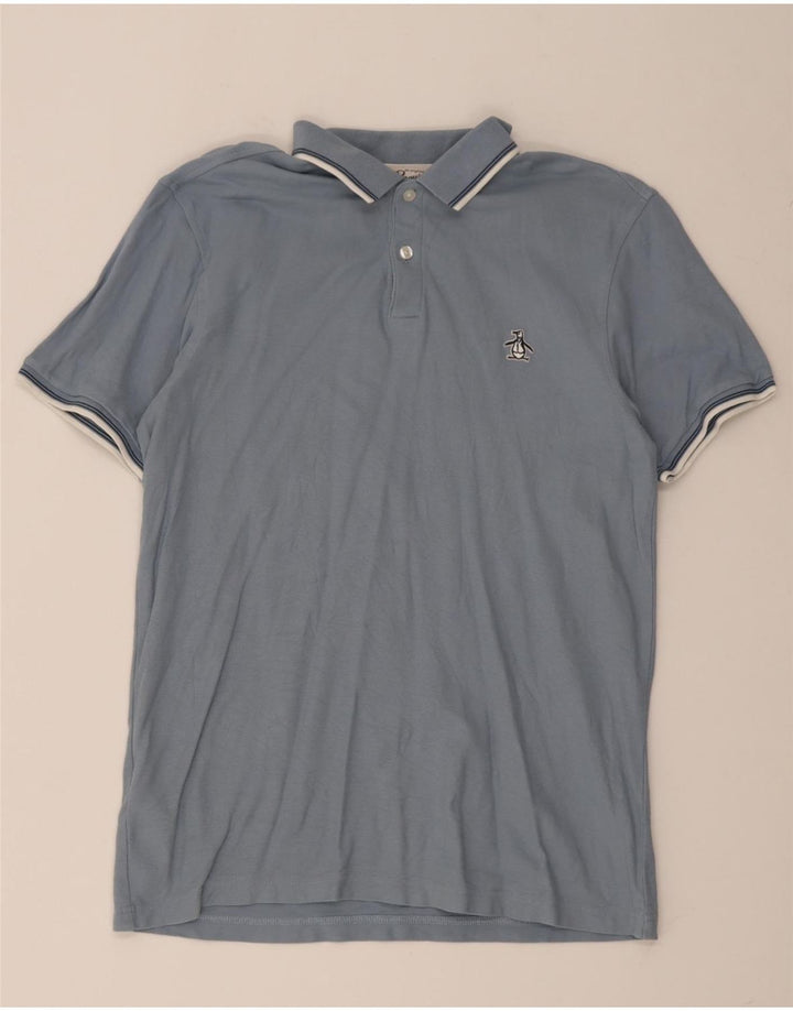 Camisa polo masculina PENGUIN de algodão azul médio
