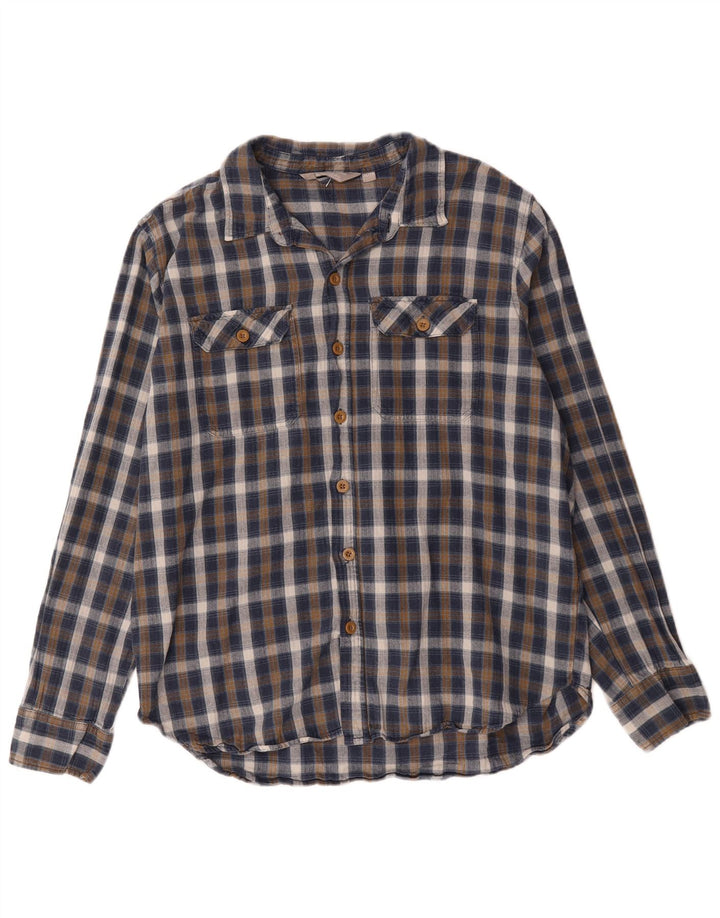Camisa masculina de flanela Mountain Warehouse XL azul xadrez de algodão